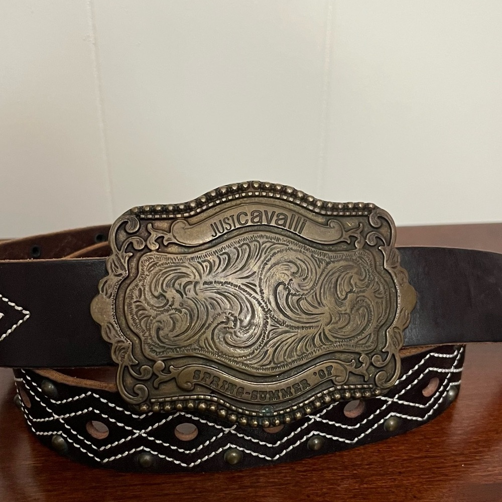 Just Cavalli SS07 Archive Western Studded Leather Belt Made in Italy - Picture 9 of 15